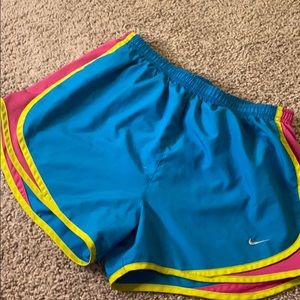 Blue, yellow/green, pink Nike Dri-Fit shorts